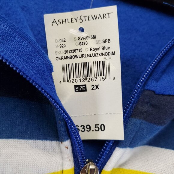 Ashley Stewart Suit Women Size 2X Royal Blue Rainbow Stripe Sweat Set *NWT* - Picture 3 of 16